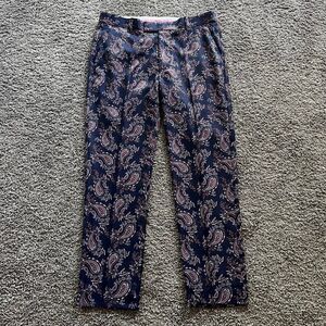 G/FORE Golf Paisley Print Golf Pants Pink Purple Stretch Chino Mens Size 32/32